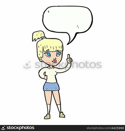 cartoon attractive girl with idea with speech bubble