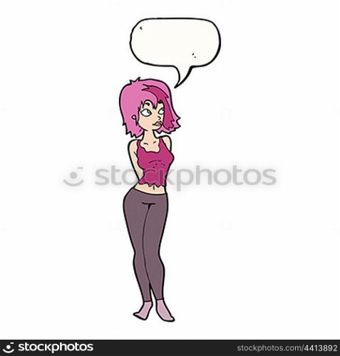 cartoon attractive girl with speech bubble