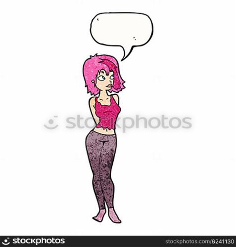 cartoon attractive girl with speech bubble