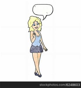 cartoon attractive office woman with speech bubble
