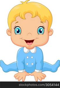 Cartoon baby boy wearing blue pajama
