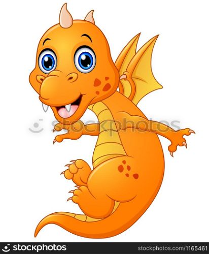 Cartoon baby dragon. Vector illustration