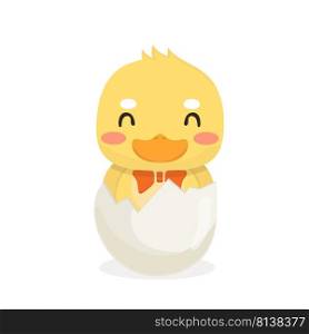 Cartoon baby duck on white background.. Cartoon baby duck 