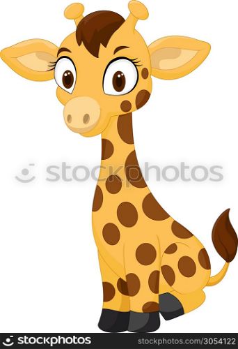 Cartoon baby giraffe sitting
