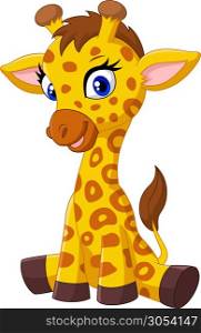 Cartoon baby giraffe sitting