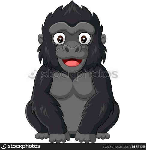 Cartoon baby gorilla on white background