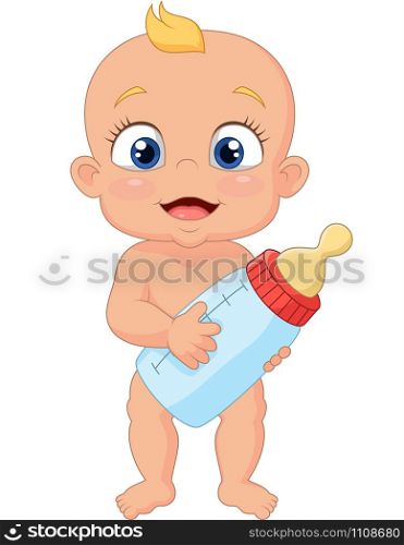 Cartoon baby holding bottle