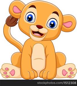 Cartoon baby lioness isolated on white background