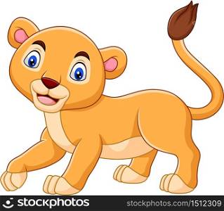 Cartoon baby lioness isolated on white background