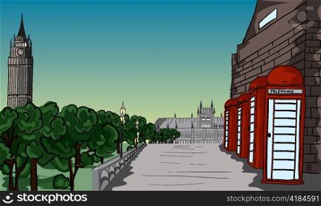 cartoon background with city vector illustration