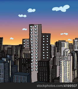 cartoon background with city vector illustration