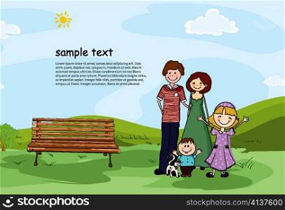 cartoon background with family vector illustration