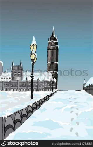 cartoon background with tower vector illustration