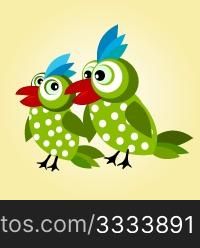 Cartoon background with two love birds