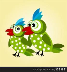 Cartoon background with two love birds