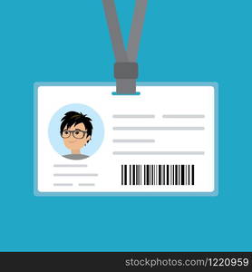 Cartoon Badge Of The Caucasian Male,identification Card For Businessman 