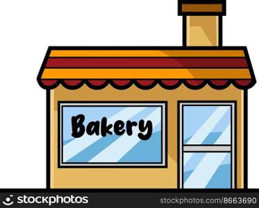 Cartoon Bakery Building. Vector Hand Drawn Illustration Isolated On Transparent Background