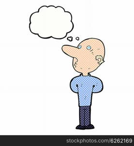 cartoon balding man with thought bubble