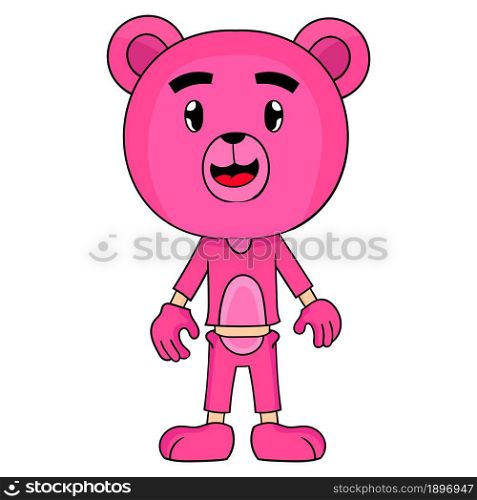 cartoon bear costume sticker with pink color