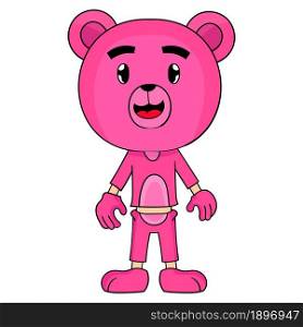 cartoon bear costume sticker with pink color
