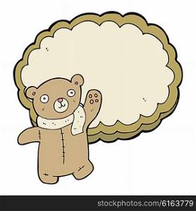 cartoon bear in front of cloud with space for text