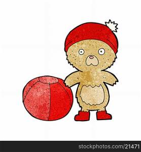 cartoon bear in hat with ball