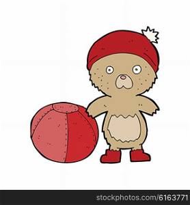 cartoon bear in hat with ball