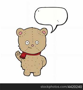 cartoon bear waving with speech bubble