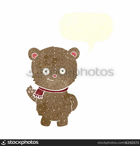 cartoon bear waving with speech bubble