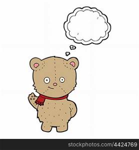 cartoon bear waving with thought bubble