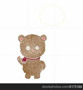 cartoon bear waving with thought bubble