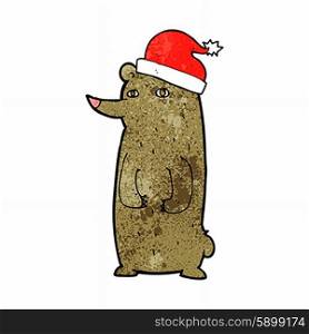 cartoon bear wearing a christmas hat