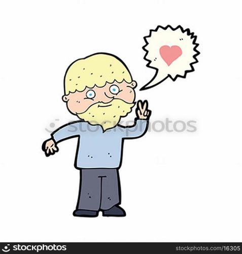 cartoon bearded man talking about love