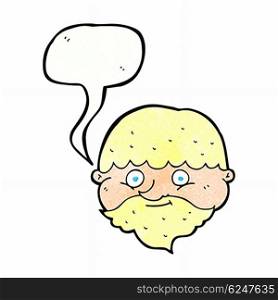 cartoon bearded man with speech bubble