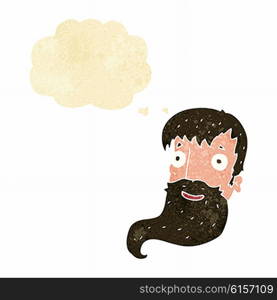 cartoon bearded man with thought bubble