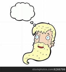 cartoon bearded man with thought bubble