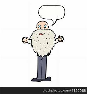 cartoon bearded old man with speech bubble