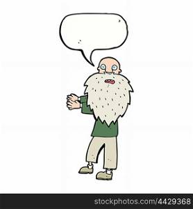 cartoon bearded old man with speech bubble
