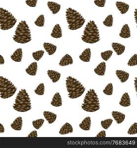 Cartoon beautiful pine cone. Seamless pattern. Vector Illustration. EPS10. Cartoon beautiful pine cone. Seamless pattern. Vector Illustration