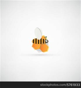 Cartoon bee in honeycomb