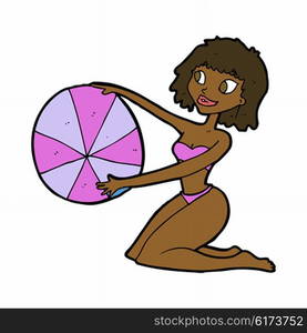 cartoon bikini girl with beach ball