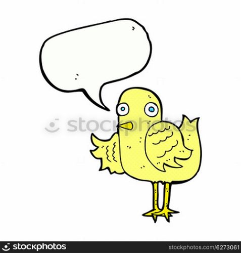 cartoon bird waving wing with speech bubble