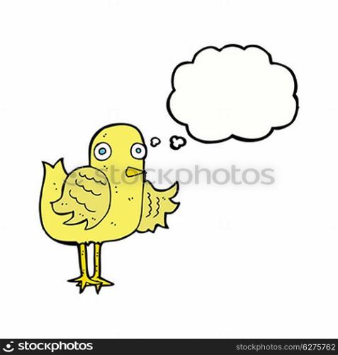 cartoon bird waving wing with thought bubble