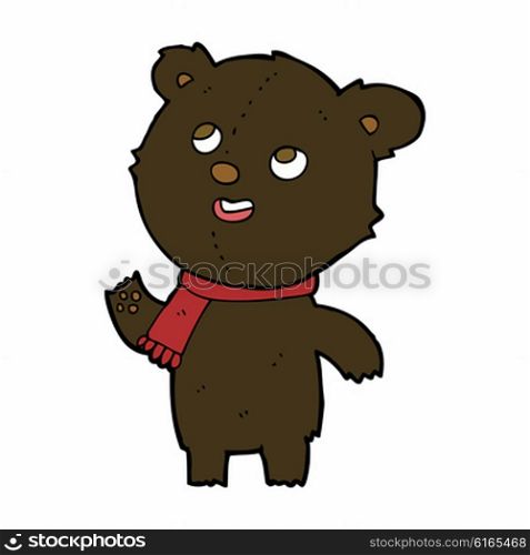 cartoon black bear with scarf