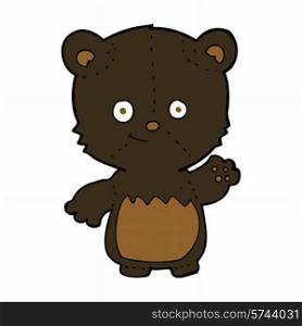 cartoon black bearcub waving
