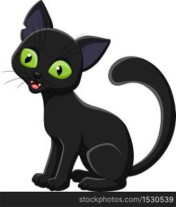 Cartoon black cat isolated on white background