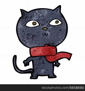 cartoon black cat wearing scarf