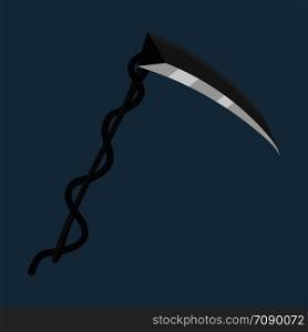 Cartoon Black Weapon Scythe. Cartoon Style. Tool of Death. Vector Illustration for Your Design, Game, Card, Web.