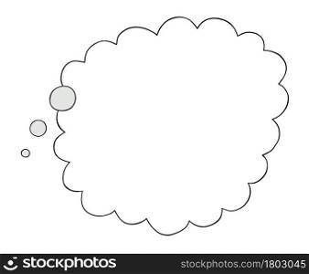 Cartoon blank thought bubble, vector illustration. Colored and black outlines.
