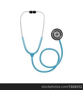 Cartoon blue medical stethoscope, vector illustration